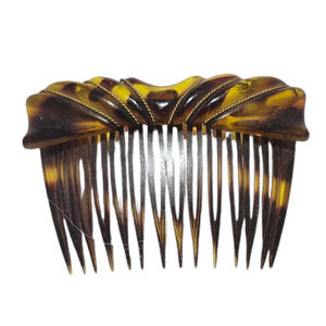 Vintage 1980's French Hair Comb Gold Trim‎